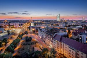 Panorama Leipzig bei Nacht